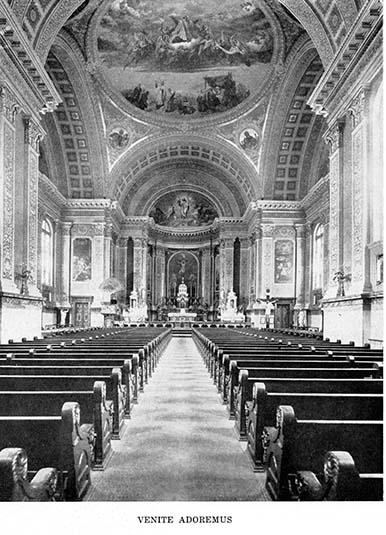 A 1951 photograph of St. Vincent de Paul Roman Catholic Church in Philadelphia