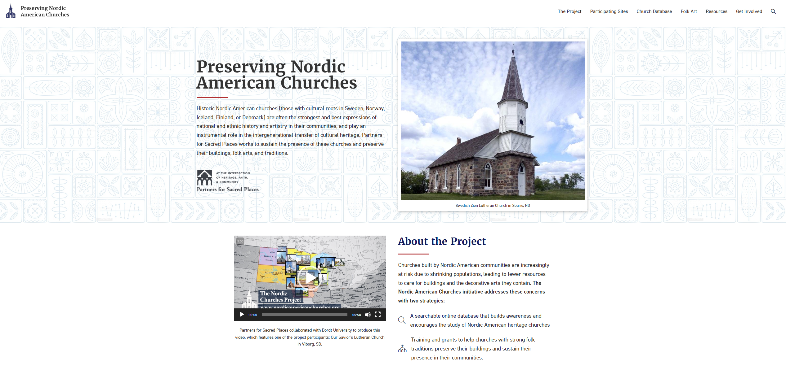 Landing page of Nordic Church Website