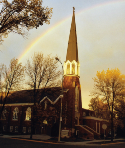 Exterior of St. Olaf Lutheran Church, Devils Lake, ND.